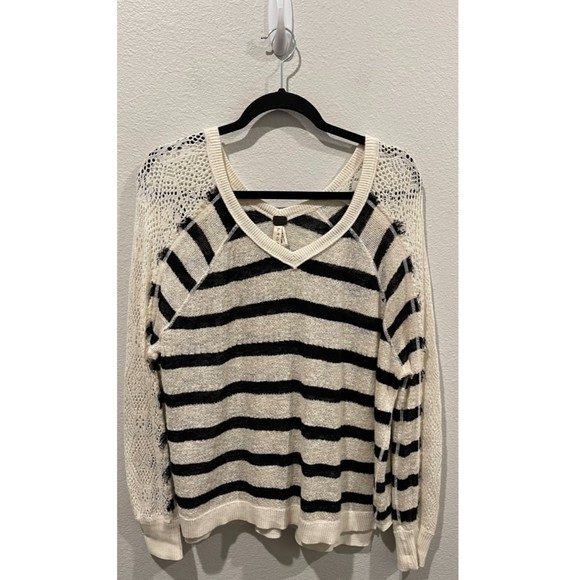 WE THE FREE Striped Crochet Knit Pullover Sweater - Picture 2 of 6